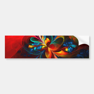 Adesivo Para Carro Padrão Azul Laranja-Abstrato Floral Moderno #14