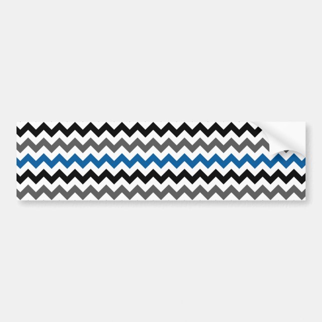 Adesivo Para Carro Padrão Chevron Fundo Cinza Azul Preto Branco (Frente)