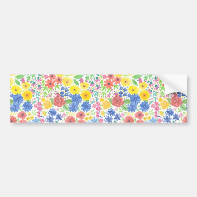 Adesivo Para Carro Padrão de aquarela floral (Frente)