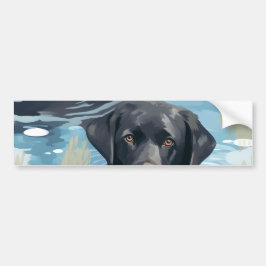 Adesivo Para Carro Padrão de Natação do Labrador Preto