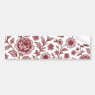 Adesivo Para Carro Padrão de Rosa da Vintage Vermelha Escura