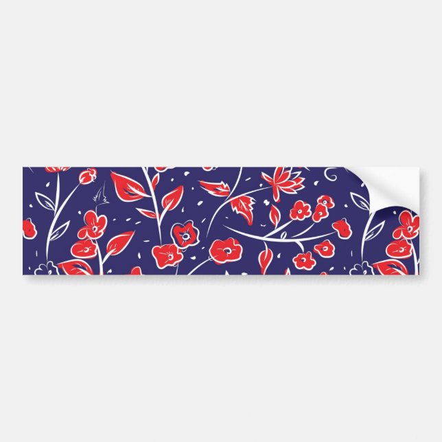 Adesivo Para Carro Padrão Floral Vermelho e Azul (Frente)