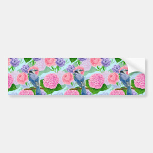 Adesivo Para Carro Padrões de cor da água do jay azul e flores