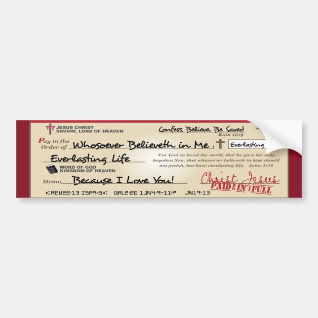 Adesivo Para Carro Pago completamente salvar pelo cristão da (Frente)