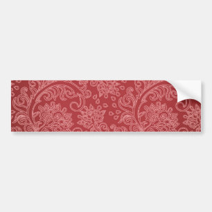 Adesivo Para Carro Paisley Vermelho Damasco Designer Floral Vintage C