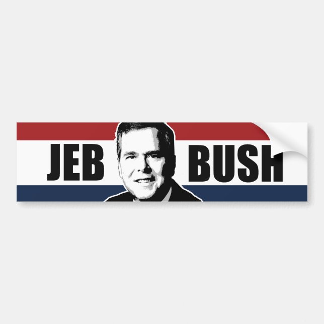 Adesivo Para Carro Pára-choque branco de Jeb Bush e azul vermelho - (Frente)