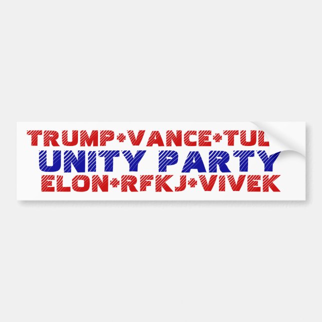 Adesivo Para Carro PARTIDO UNITY Trump Vance Tulsi Elon RFKJ Vivek (Frente)