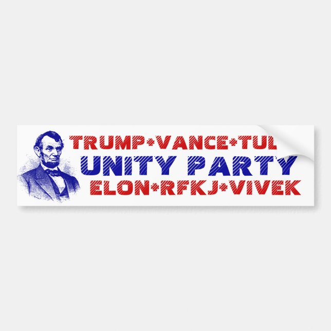 Adesivo Para Carro PARTIDO UNITY Trump Vance Tulsi Elon RFKJ Vivek (Frente)