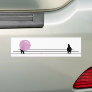 Adesivo Para Carro Pássaros cor-de-rosa e grão-rosa engraçados em bra