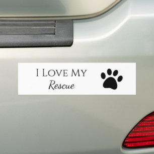 Adesivo Para Carro Paw Print I Love My Resgate Black White