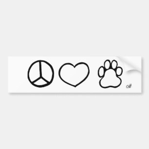 Adesivo Para Carro Paz, amor, cães