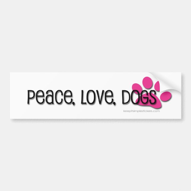 Adesivo Para Carro paz, amor, cães (Frente)