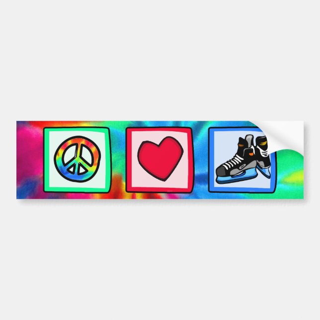 Adesivo Para Carro Paz, amor, hóquei (Frente)