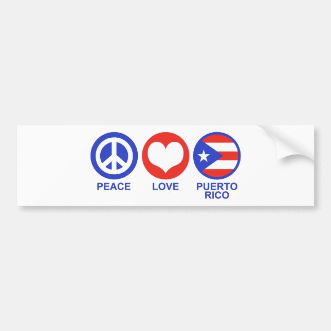 Adesivo Para Carro Paz Amor Porto Rico (Frente)