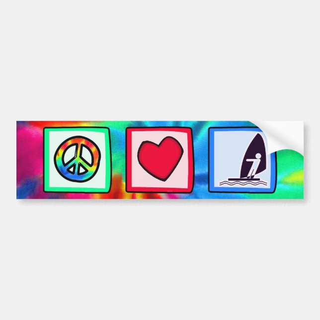 Adesivo Para Carro Paz, amor, Windsurfing (Frente)