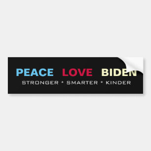 Adesivo Para Carro PEACE LOVE BIDEN Smarter Kinder mais forte