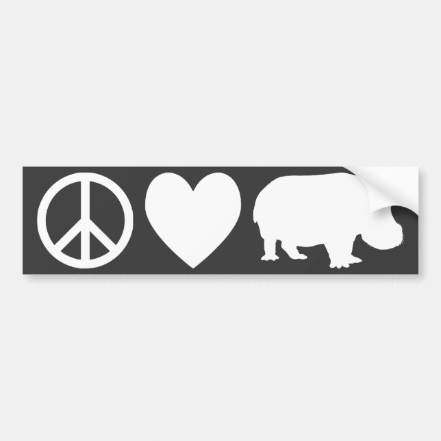 Adesivo Para Carro Peace Love e Hippos (Frente)