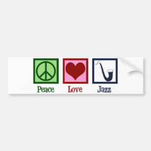 Adesivo Para Carro Peace Love Jazz Music Saxophone