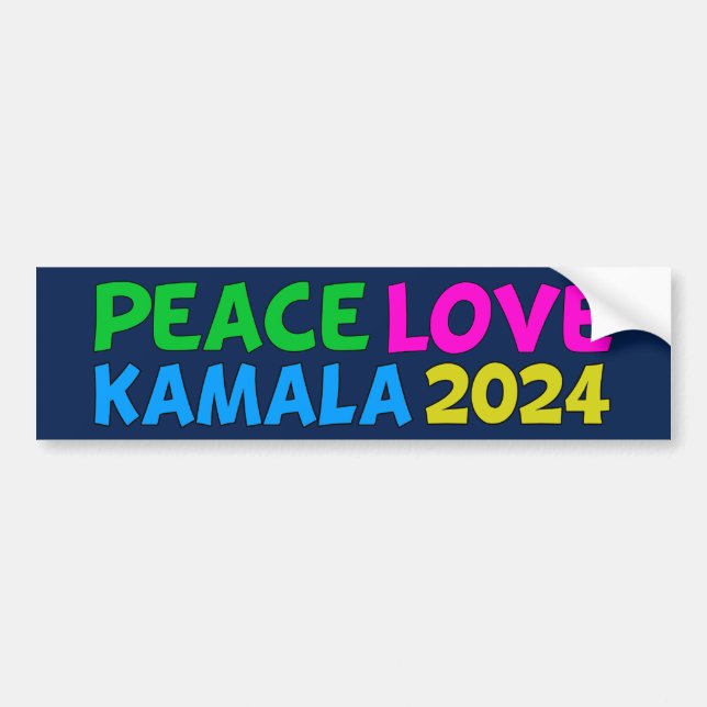 Adesivo Para Carro Peace Love Kamala Harris Eleições Cute 2024 (Frente)