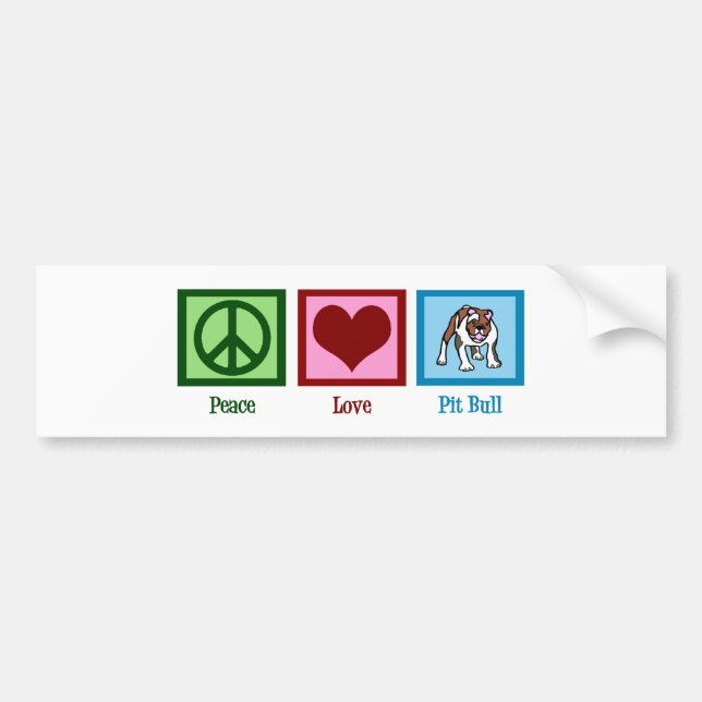 Adesivo Para Carro Peace Love Pit Bull (Frente)