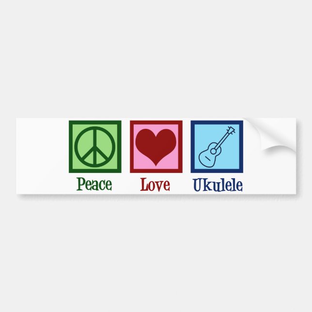 Adesivo Para Carro Peace Love Ukulele (Frente)
