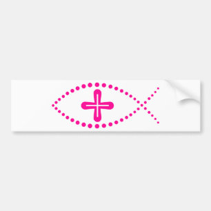 Adesivo Para Carro Peixes cristãos cor-de-rosa de Ichthus