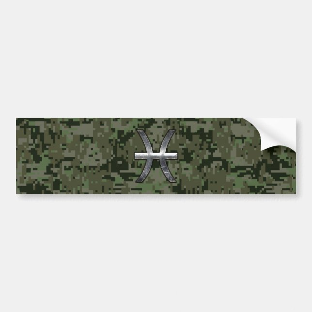 Adesivo Para Carro Peixes Símbolo Zodiac Camo Digital Verde Woodland (Frente)