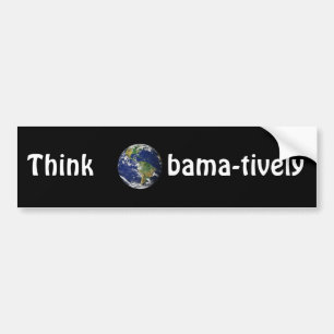 Adesivo Para Carro Pense Obamatively_world, branco no preto