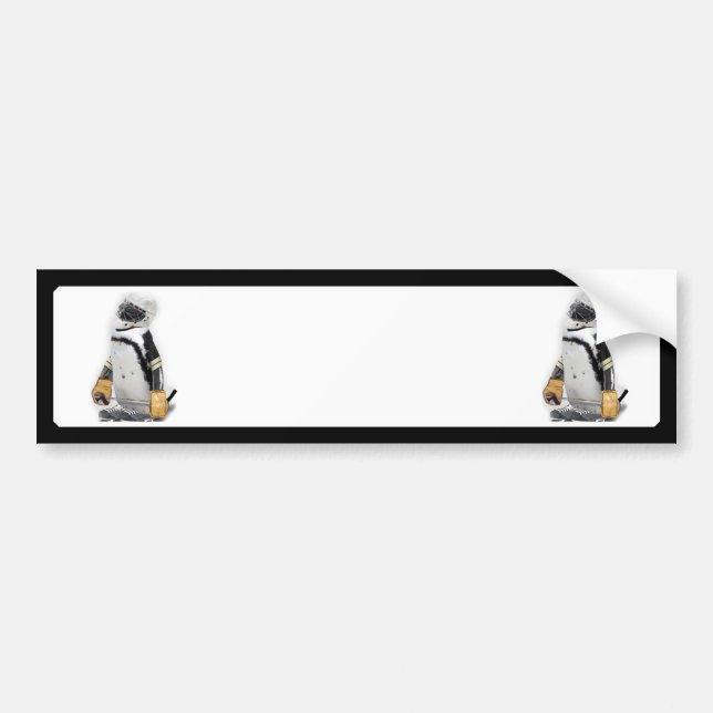 Adesivo Para Carro Pequeno Pinguim Vestindo Hockey Gear (Frente)