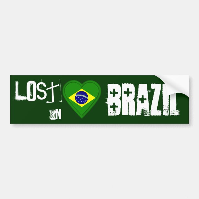 Adesivo Para Carro Perdido em Brasil - coração brasileiro da bandeira (Frente)