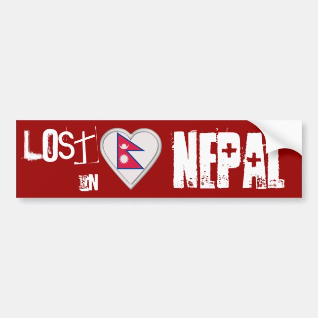 Adesivo Para Carro Perdido no coração nepalês da bandeira de Nepal (Frente)
