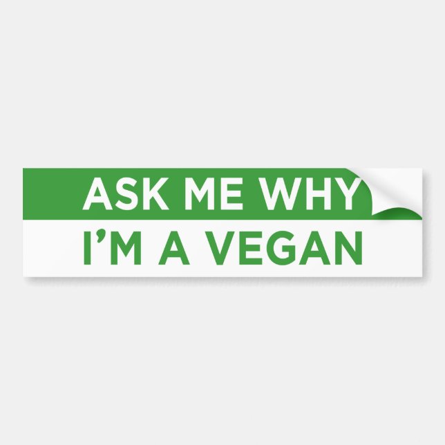 Adesivo Para Carro pergunte-me por que sou vegano (Frente)