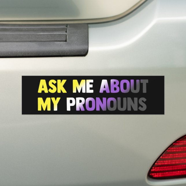 Adesivo Para Carro Pergunte-Me Sobre Meus Pronouns LGBTQ Nonbinary (No carro)