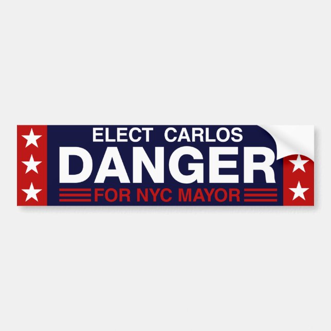 Adesivo Para Carro Perigo de Carlos para o Mayor de NYC (Frente)