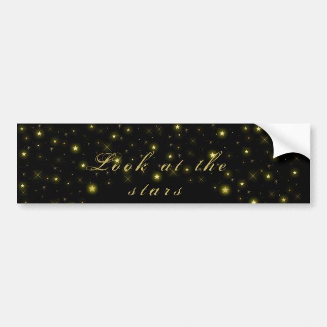 Adesivo Para Carro Personalized Gold and sparkles stars on black  Bum (Frente)
