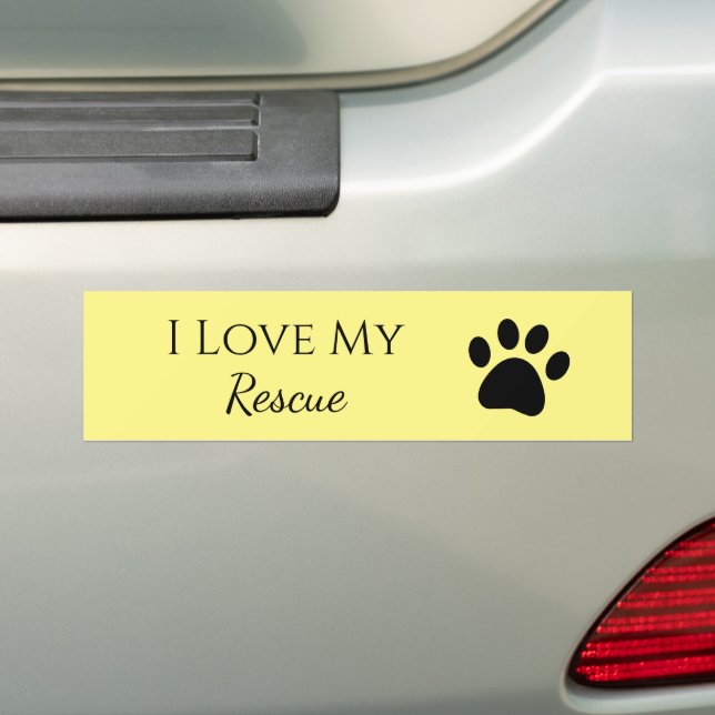 Adesivo Para Carro Pet Paw Print I Love My Resgate Yellow (No carro)