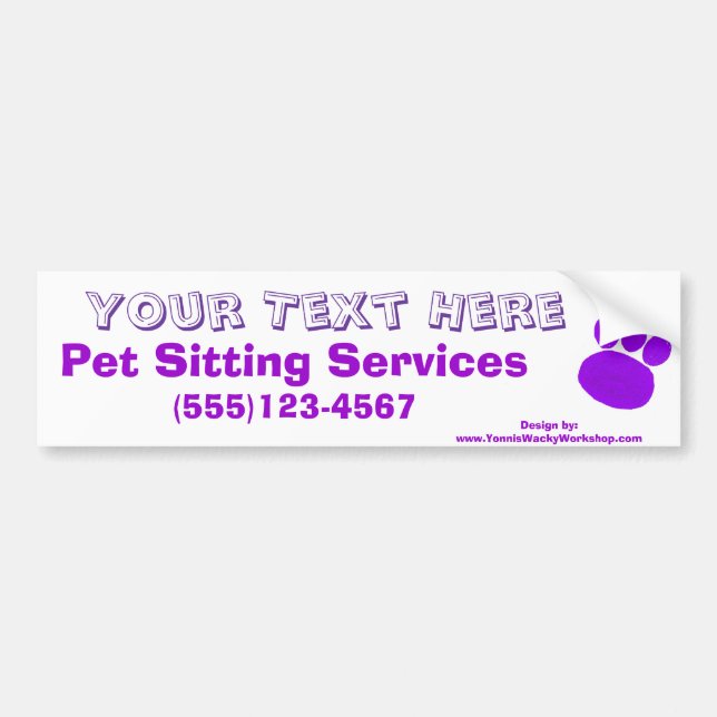 Adesivo Para Carro Pet Sitting Services Paw Print (Frente)