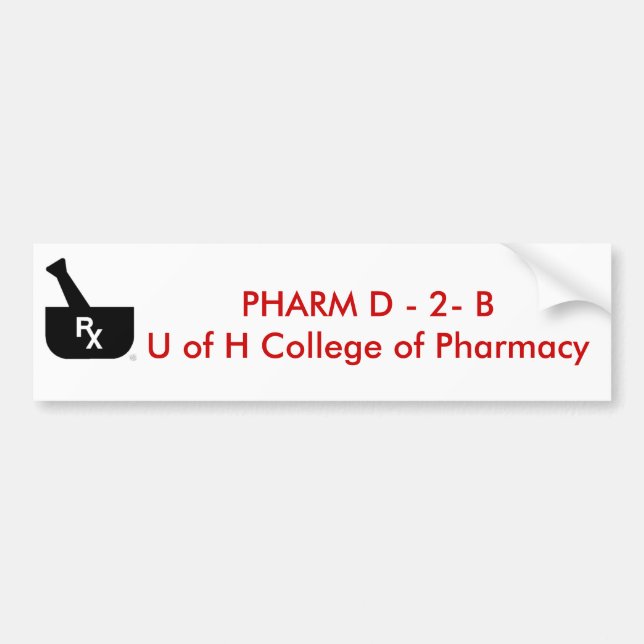 Adesivo Para Carro PHARM D - 2 - B U da faculdade de H… (Frente)