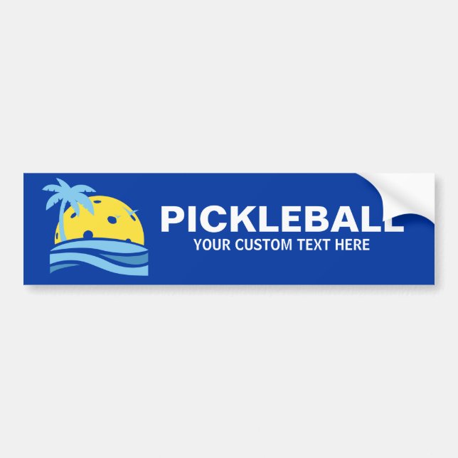 Adesivo Para Carro Pickleball Tropical Palm Tree Sun Seu Texto Person (Frente)