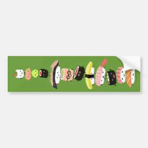 Adesivo Para Carro Pilha de Sushi - Uma Torre Feliz de Amigos Kawaii