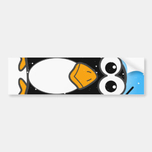 Adesivo Para Carro Pinguim bonito na neve com céu azul