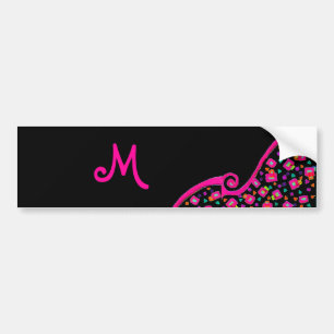 ADESIVO PARA CARRO PINK FUCHSIA BLACK ABSTRATO DECO MONOGRAMA