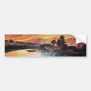 ADESIVO PARA CARRO PINK MONTANHAS LAKE ALPINE SUNSET LANDSCAPE