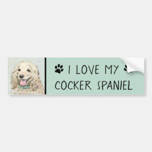 Adesivo Para Carro Pintura de Cocker Spaniel Buff - Arte de Cão Orig