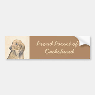 Adesivo Para Carro Pintura de Dachshund (Longhaired) - Arte de Cão O
