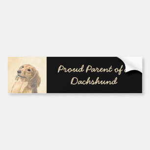 Adesivo Para Carro Pintura de Dachshund (Longhaired) - Arte de Cão O