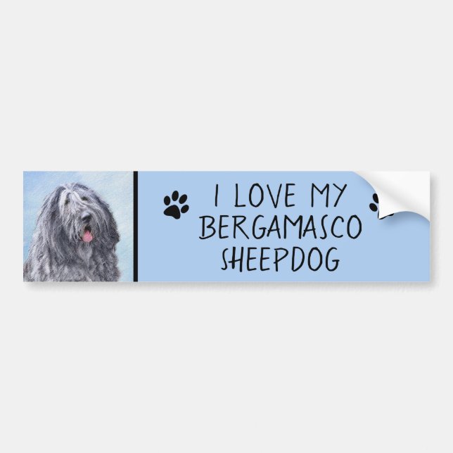 Adesivo Para Carro Pintura de Sheepdog Bergamasco - Cachorro Original (Frente)