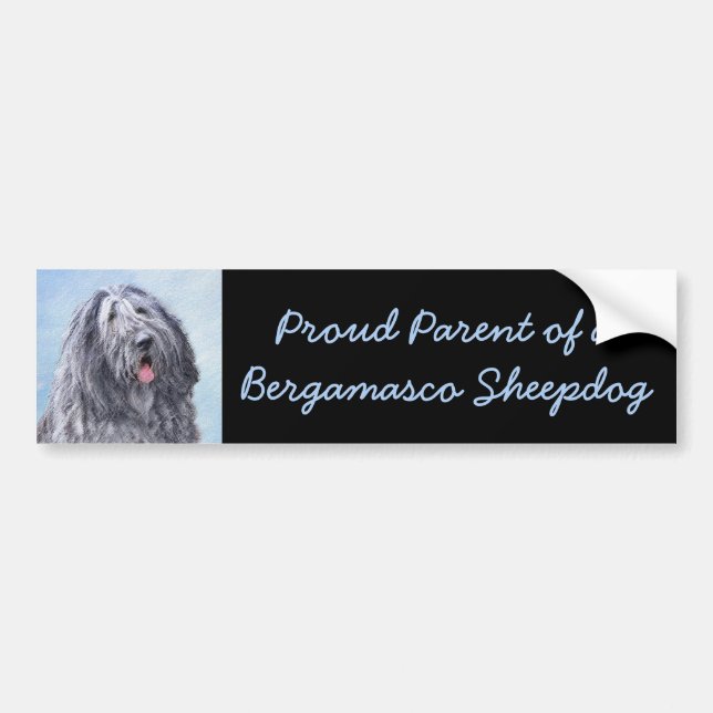 Adesivo Para Carro Pintura de Sheepdog Bergamasco - Cachorro Original (Frente)
