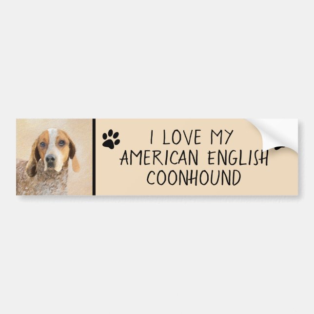Adesivo Para Carro Pintura em Coonhound Inglês Americano - Arte Canin (Frente)