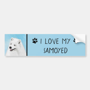 Adesivo Para Carro Pintura Samoyed - Arte Cachorosa Original